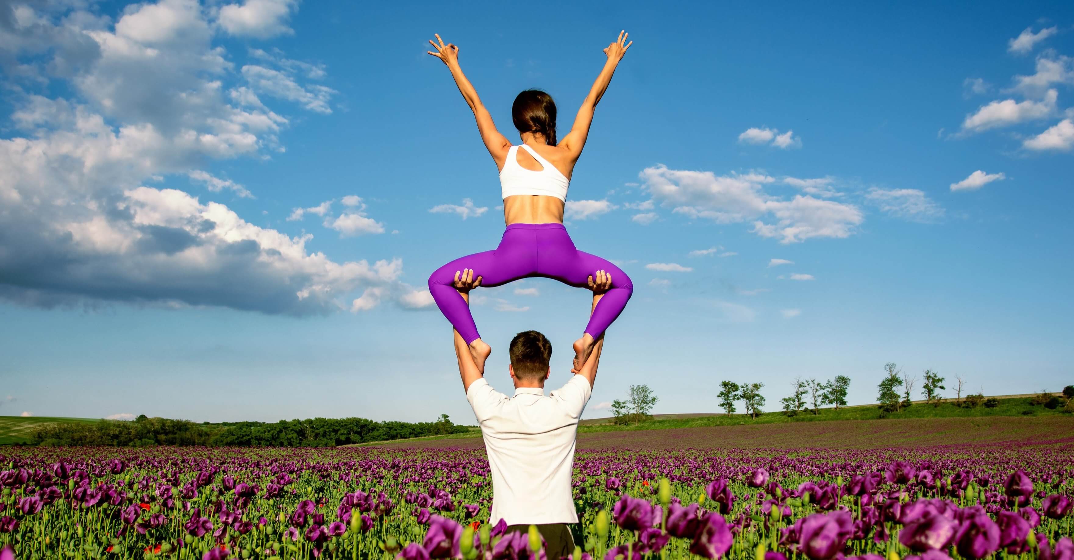 Joyful AcroYoga high throne